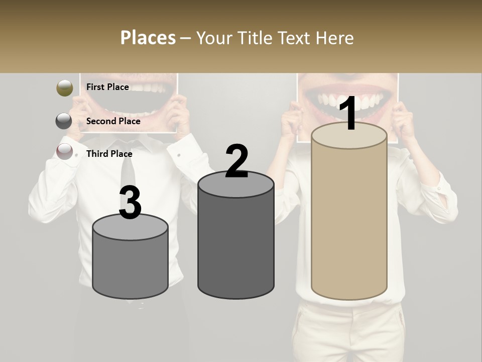 A Man And A Woman Holding Up A Picture Of Their Teeth PowerPoint Template
