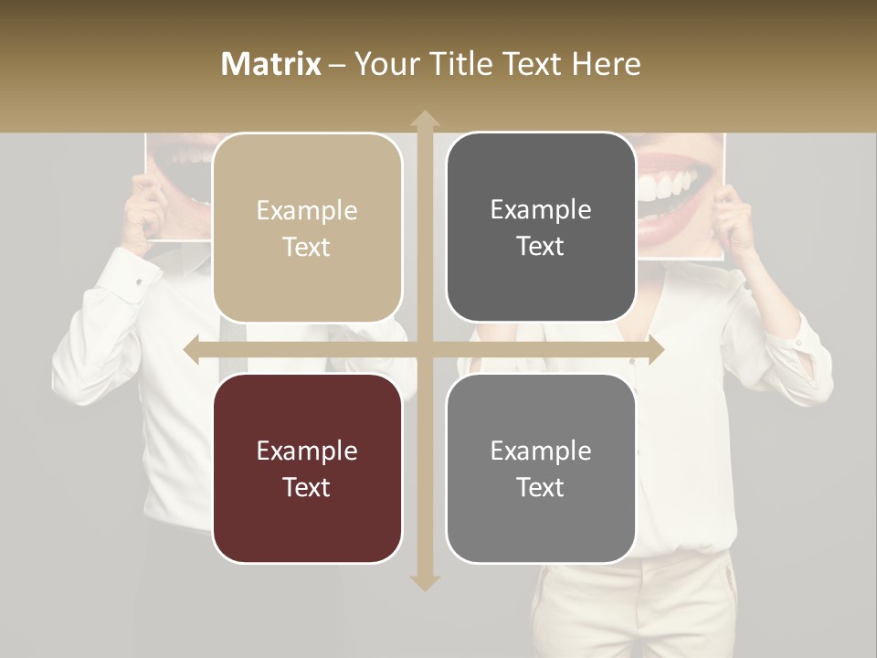 A Man And A Woman Holding Up A Picture Of Their Teeth PowerPoint Template