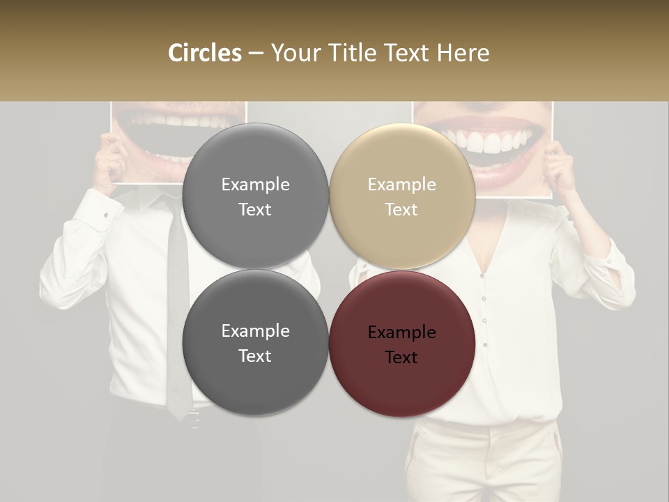 A Man And A Woman Holding Up A Picture Of Their Teeth PowerPoint Template