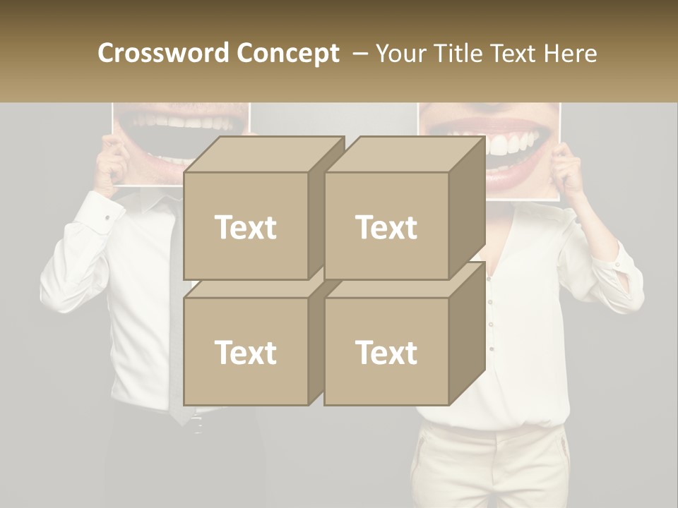 A Man And A Woman Holding Up A Picture Of Their Teeth PowerPoint Template