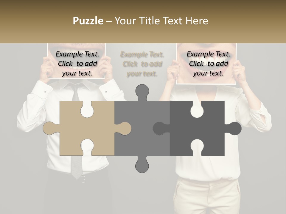 A Man And A Woman Holding Up A Picture Of Their Teeth PowerPoint Template