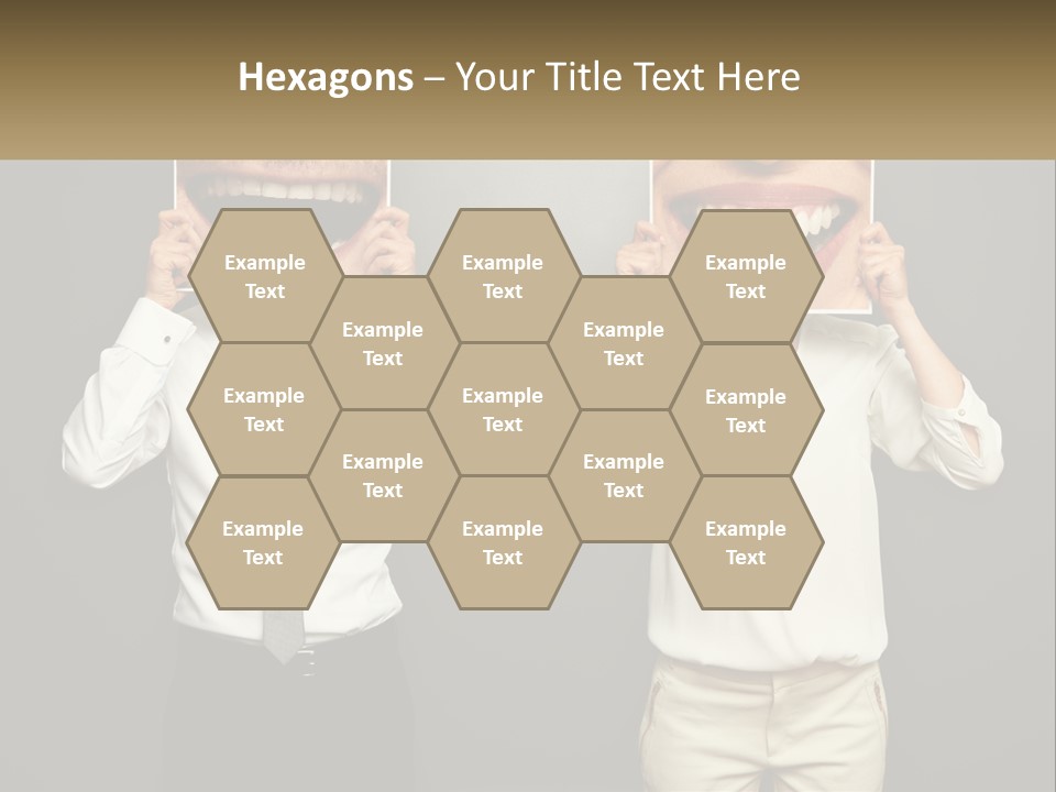 A Man And A Woman Holding Up A Picture Of Their Teeth PowerPoint Template