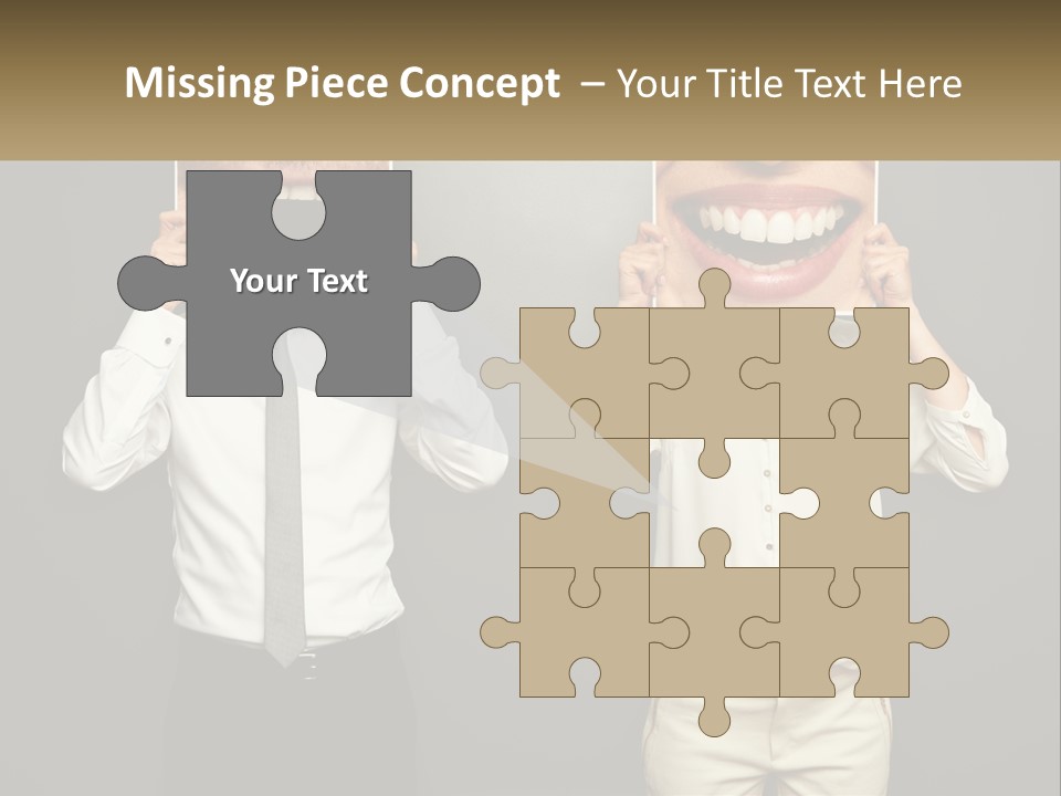 A Man And A Woman Holding Up A Picture Of Their Teeth PowerPoint Template
