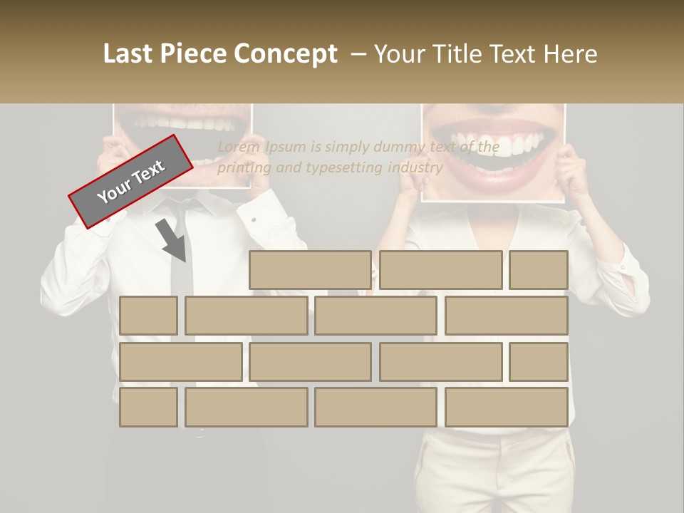A Man And A Woman Holding Up A Picture Of Their Teeth PowerPoint Template