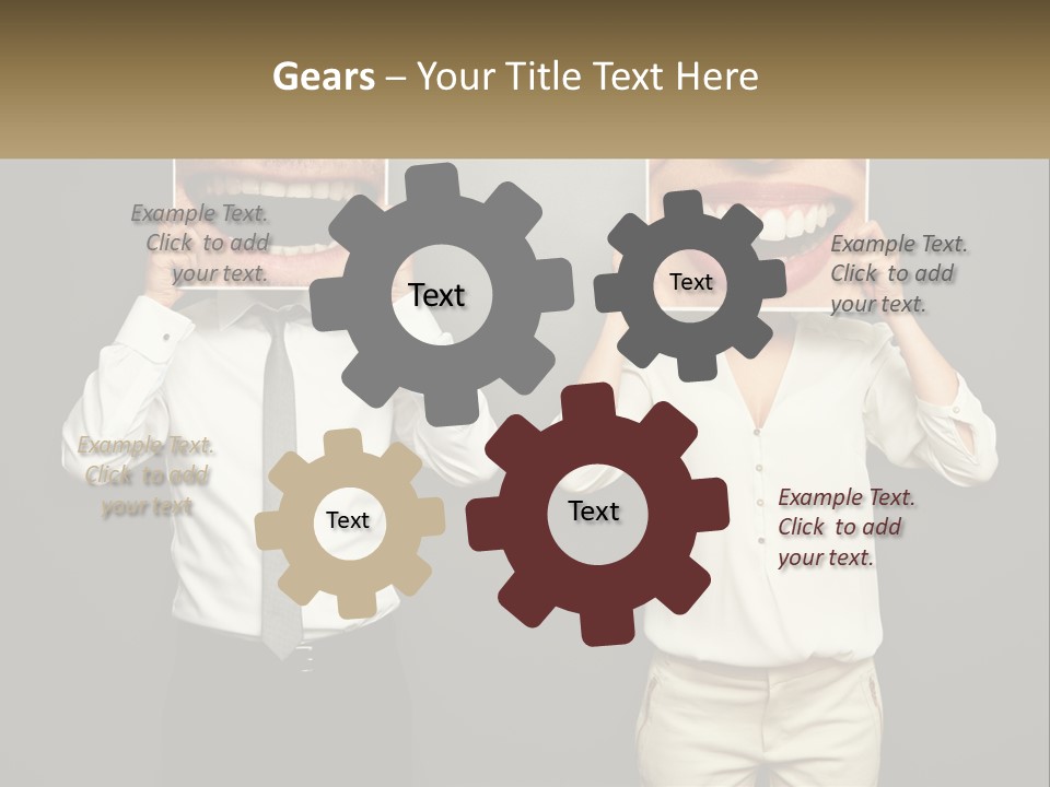 A Man And A Woman Holding Up A Picture Of Their Teeth PowerPoint Template