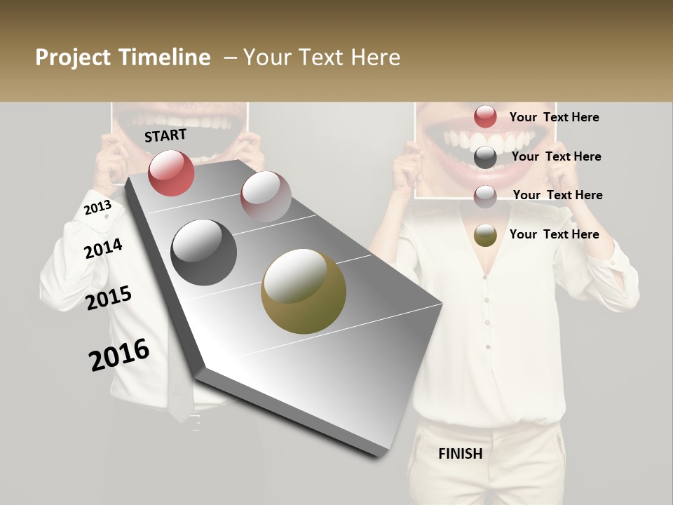 A Man And A Woman Holding Up A Picture Of Their Teeth PowerPoint Template