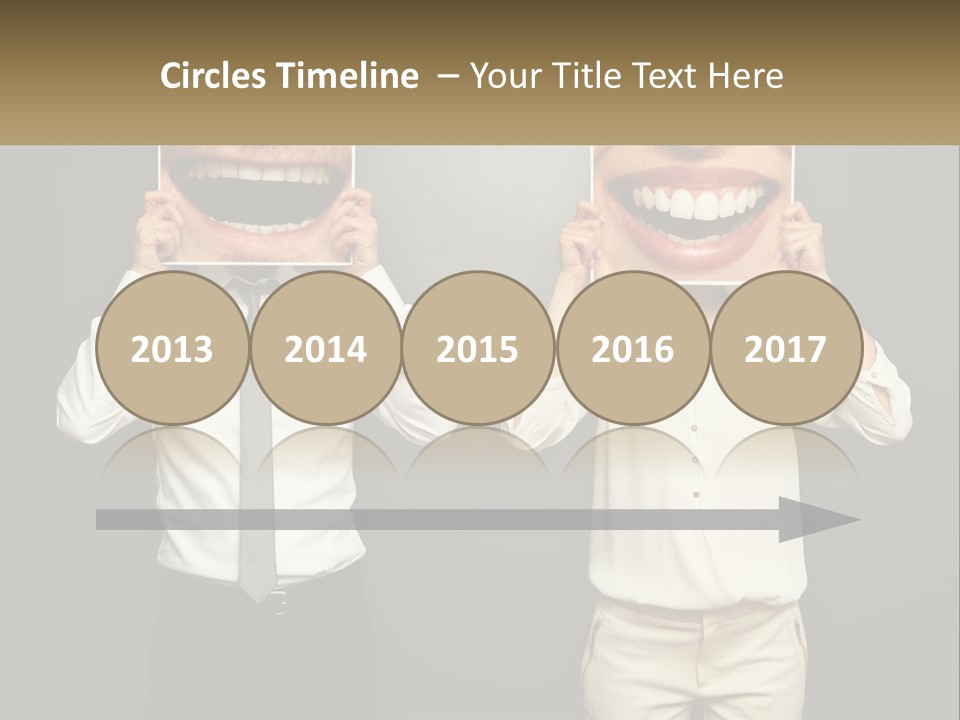 A Man And A Woman Holding Up A Picture Of Their Teeth PowerPoint Template