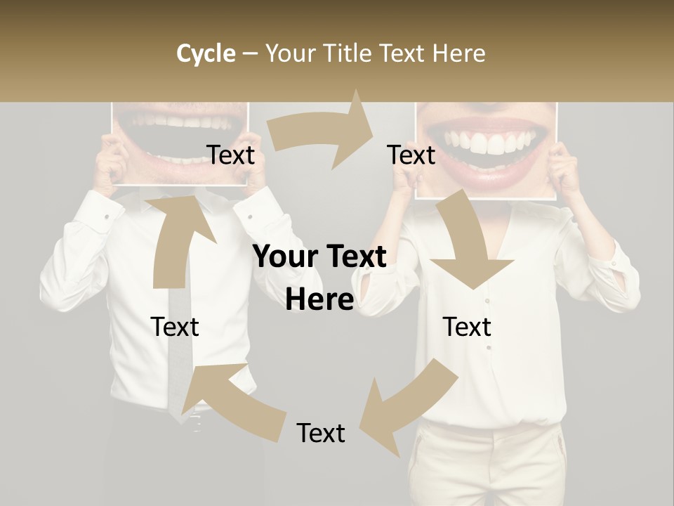 A Man And A Woman Holding Up A Picture Of Their Teeth PowerPoint Template