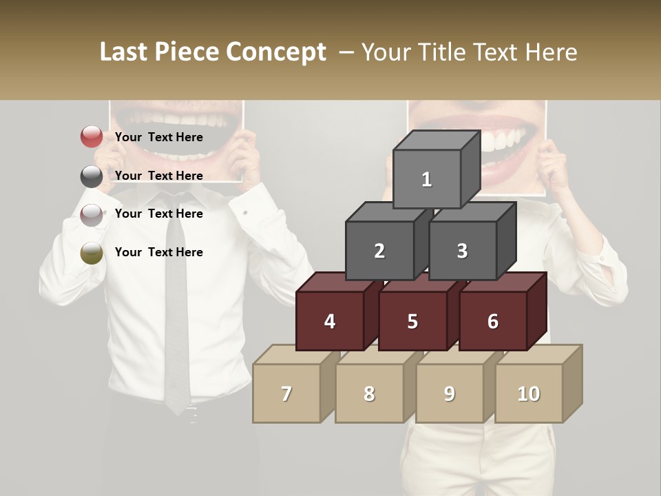 A Man And A Woman Holding Up A Picture Of Their Teeth PowerPoint Template