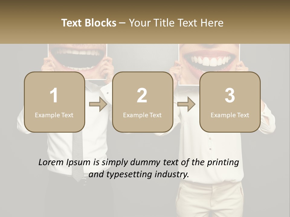A Man And A Woman Holding Up A Picture Of Their Teeth PowerPoint Template