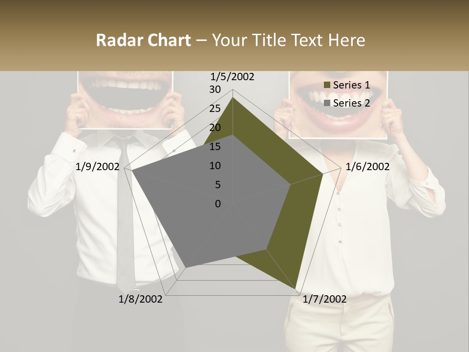 A Man And A Woman Holding Up A Picture Of Their Teeth PowerPoint Template
