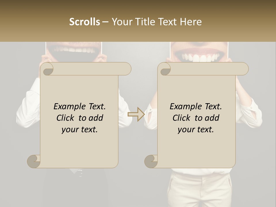 A Man And A Woman Holding Up A Picture Of Their Teeth PowerPoint Template