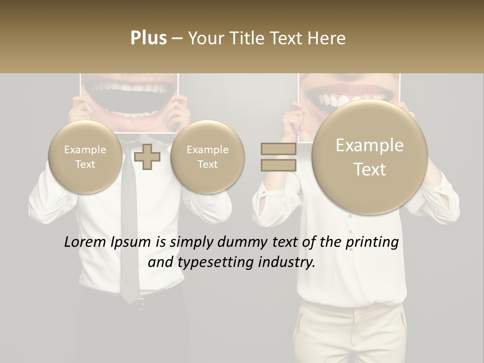 A Man And A Woman Holding Up A Picture Of Their Teeth PowerPoint Template