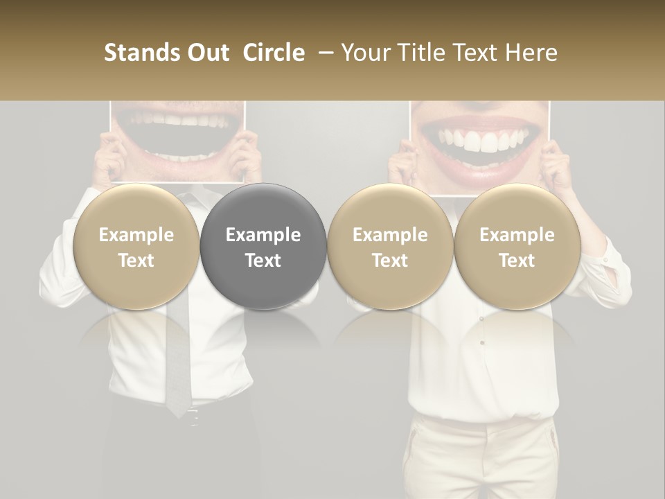 A Man And A Woman Holding Up A Picture Of Their Teeth PowerPoint Template