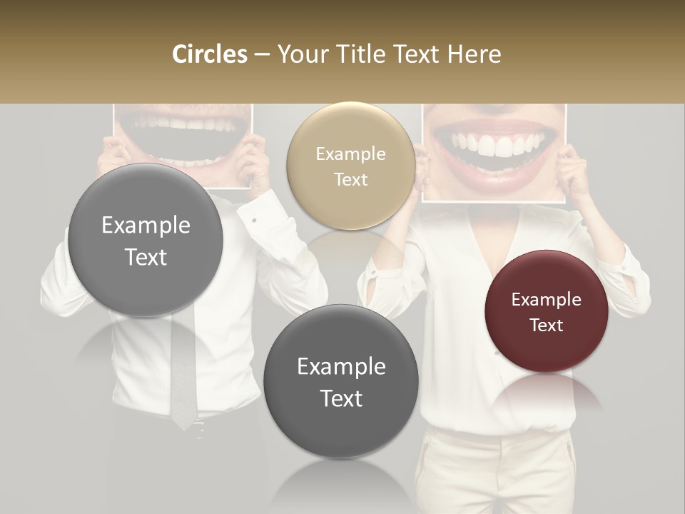 A Man And A Woman Holding Up A Picture Of Their Teeth PowerPoint Template