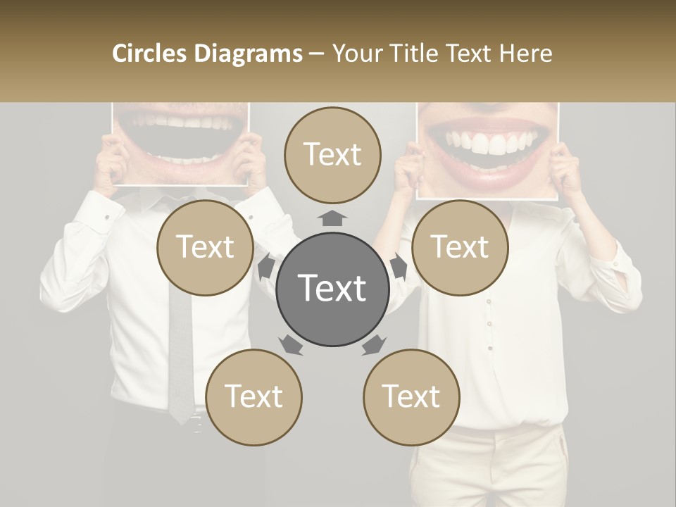 A Man And A Woman Holding Up A Picture Of Their Teeth PowerPoint Template
