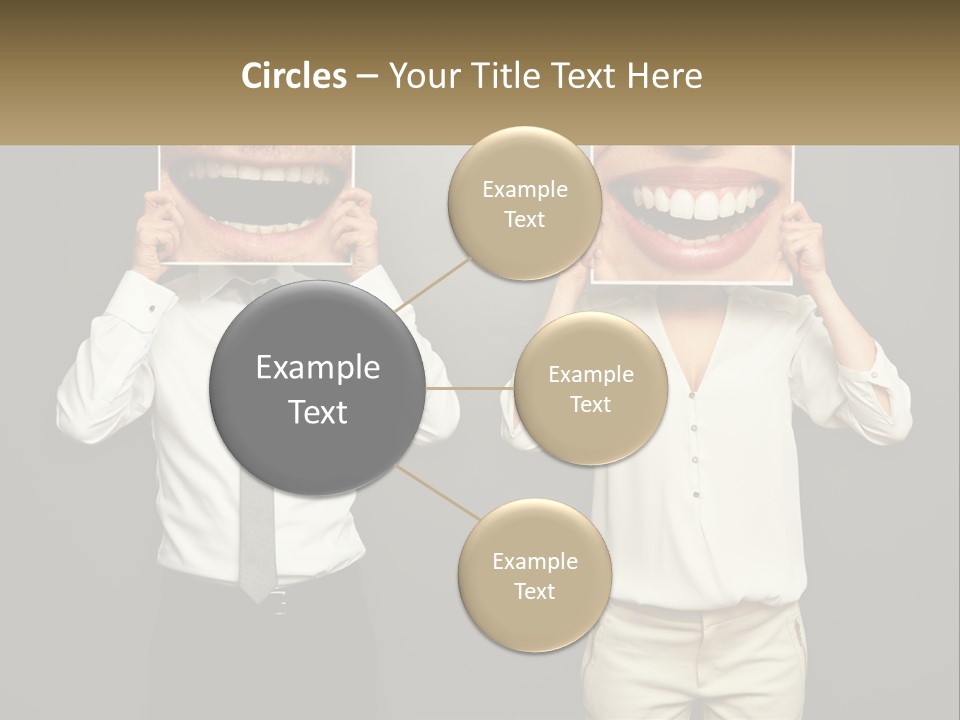A Man And A Woman Holding Up A Picture Of Their Teeth PowerPoint Template