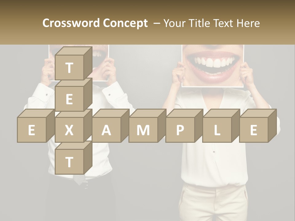 A Man And A Woman Holding Up A Picture Of Their Teeth PowerPoint Template