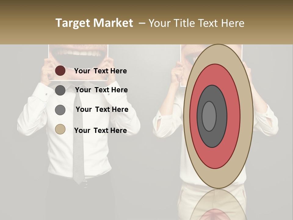 A Man And A Woman Holding Up A Picture Of Their Teeth PowerPoint Template