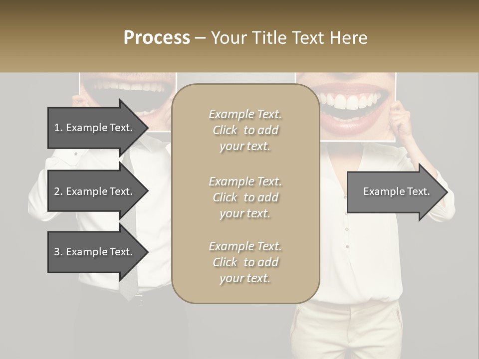 A Man And A Woman Holding Up A Picture Of Their Teeth PowerPoint Template
