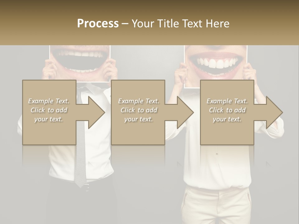 A Man And A Woman Holding Up A Picture Of Their Teeth PowerPoint Template