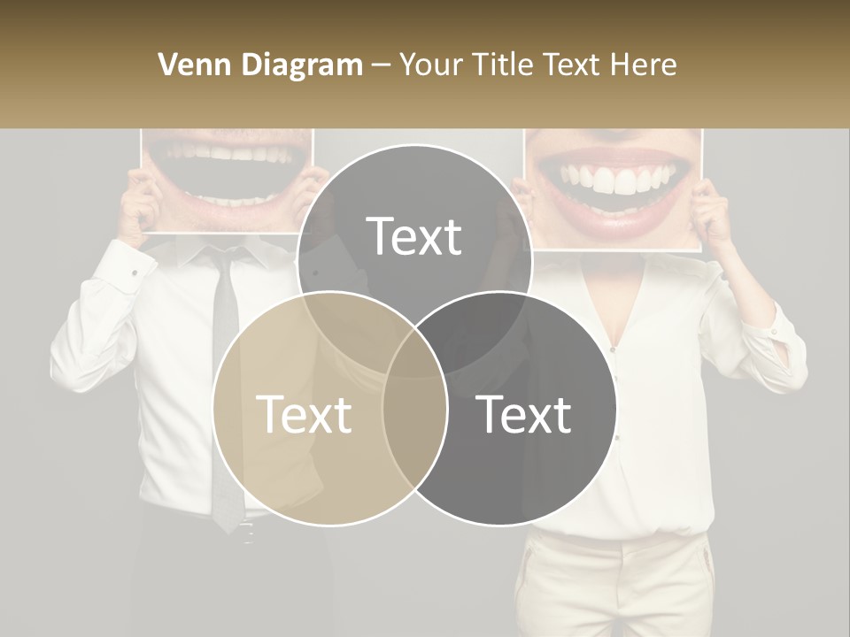 A Man And A Woman Holding Up A Picture Of Their Teeth PowerPoint Template