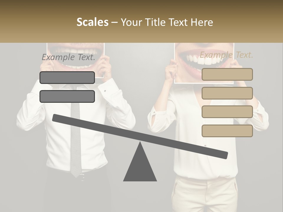 A Man And A Woman Holding Up A Picture Of Their Teeth PowerPoint Template