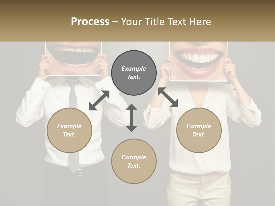 A Man And A Woman Holding Up A Picture Of Their Teeth PowerPoint Template