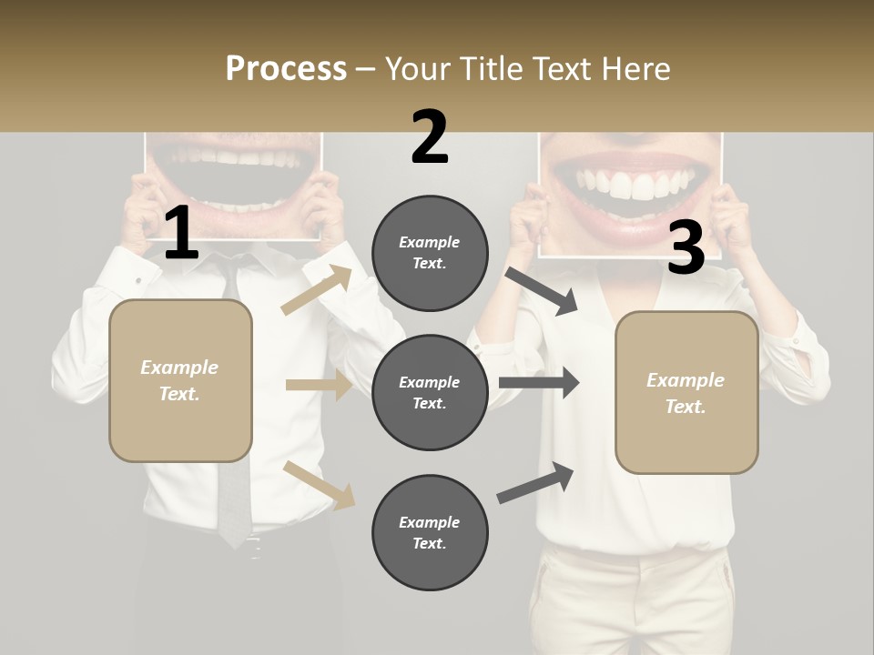 A Man And A Woman Holding Up A Picture Of Their Teeth PowerPoint Template
