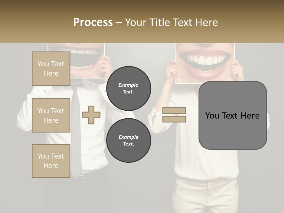 A Man And A Woman Holding Up A Picture Of Their Teeth PowerPoint Template