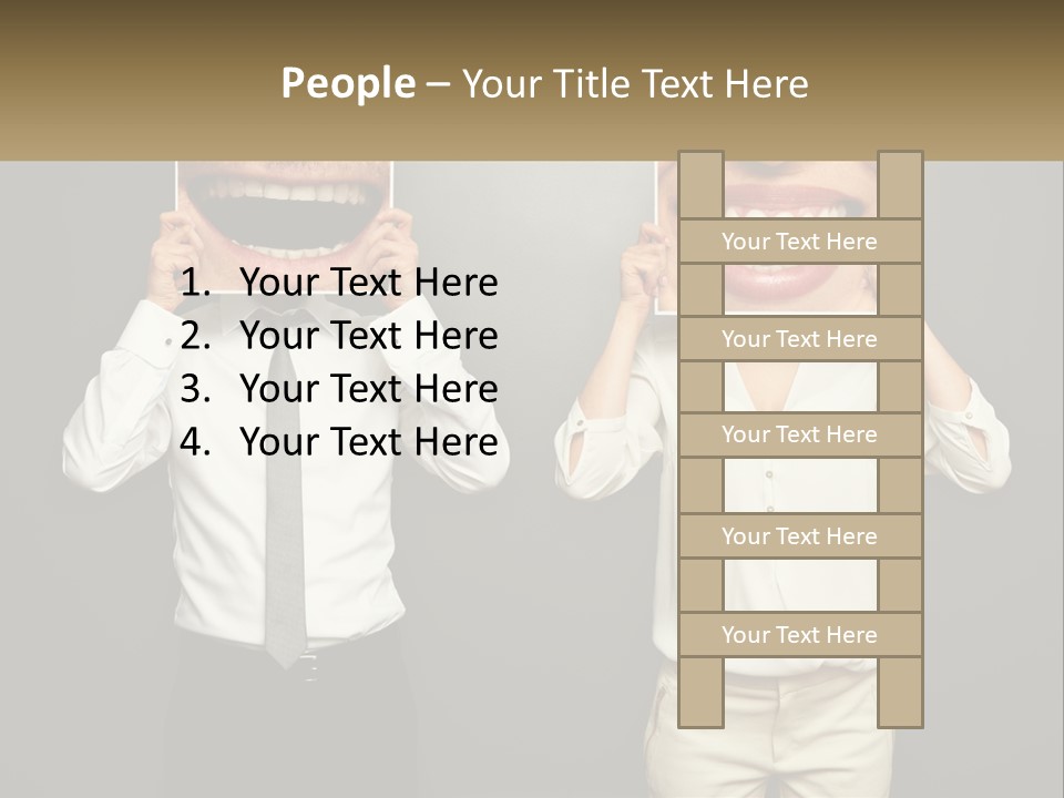 A Man And A Woman Holding Up A Picture Of Their Teeth PowerPoint Template