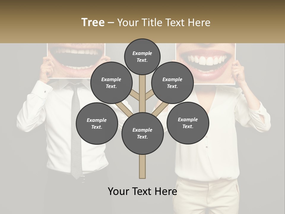A Man And A Woman Holding Up A Picture Of Their Teeth PowerPoint Template