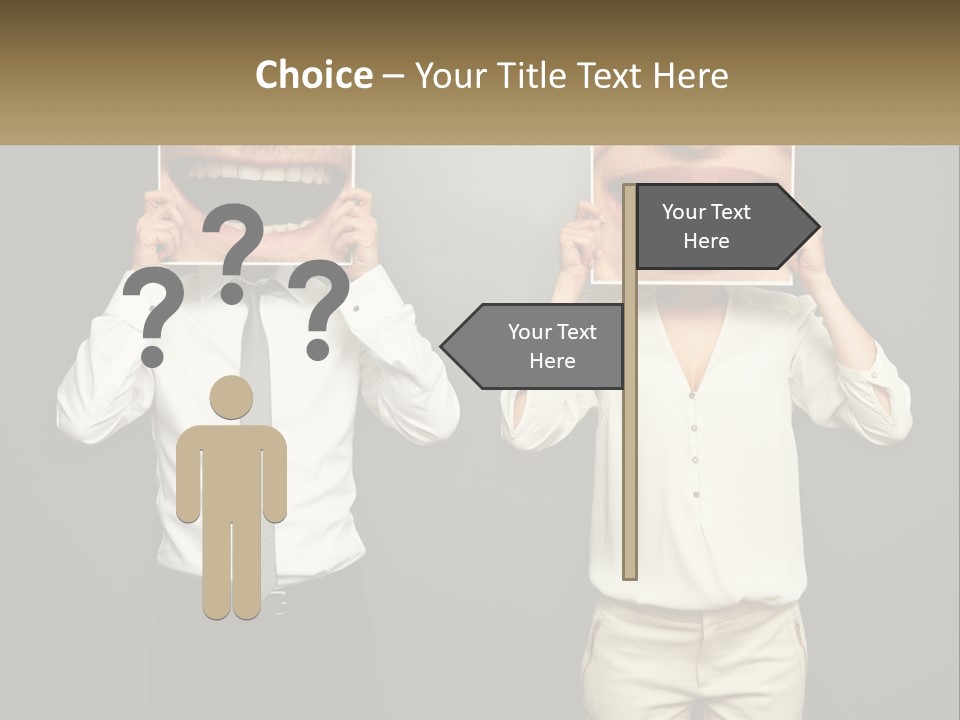 A Man And A Woman Holding Up A Picture Of Their Teeth PowerPoint Template