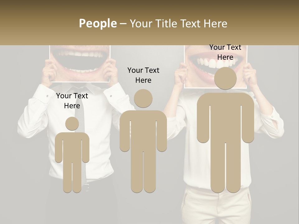 A Man And A Woman Holding Up A Picture Of Their Teeth PowerPoint Template