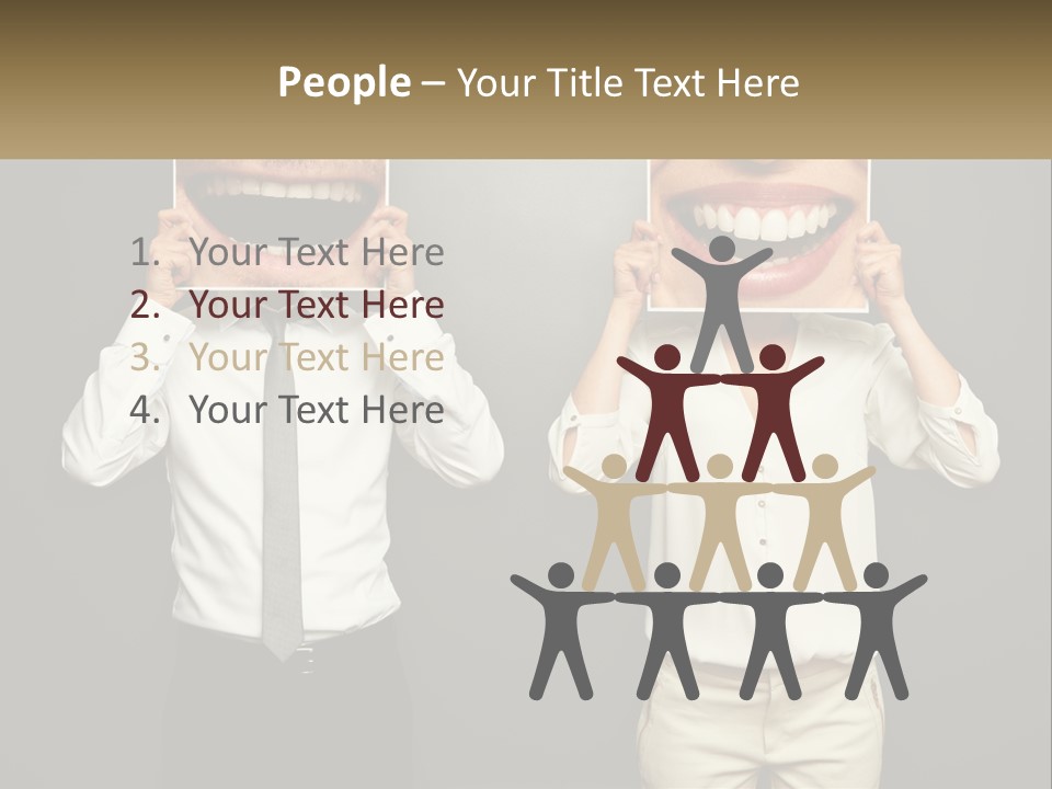 A Man And A Woman Holding Up A Picture Of Their Teeth PowerPoint Template