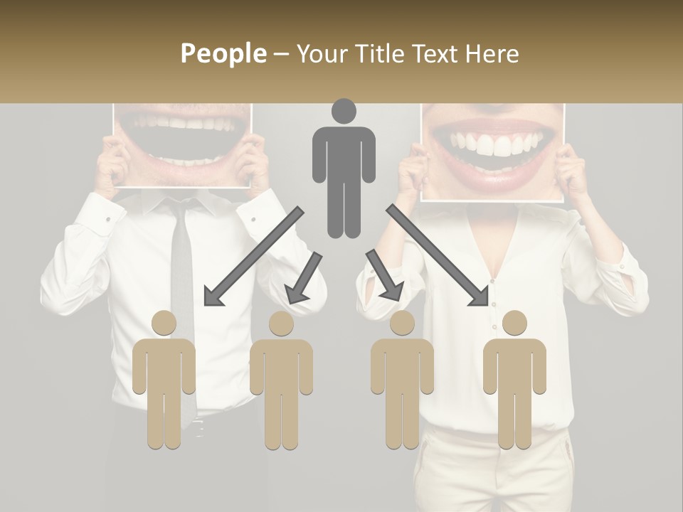 A Man And A Woman Holding Up A Picture Of Their Teeth PowerPoint Template