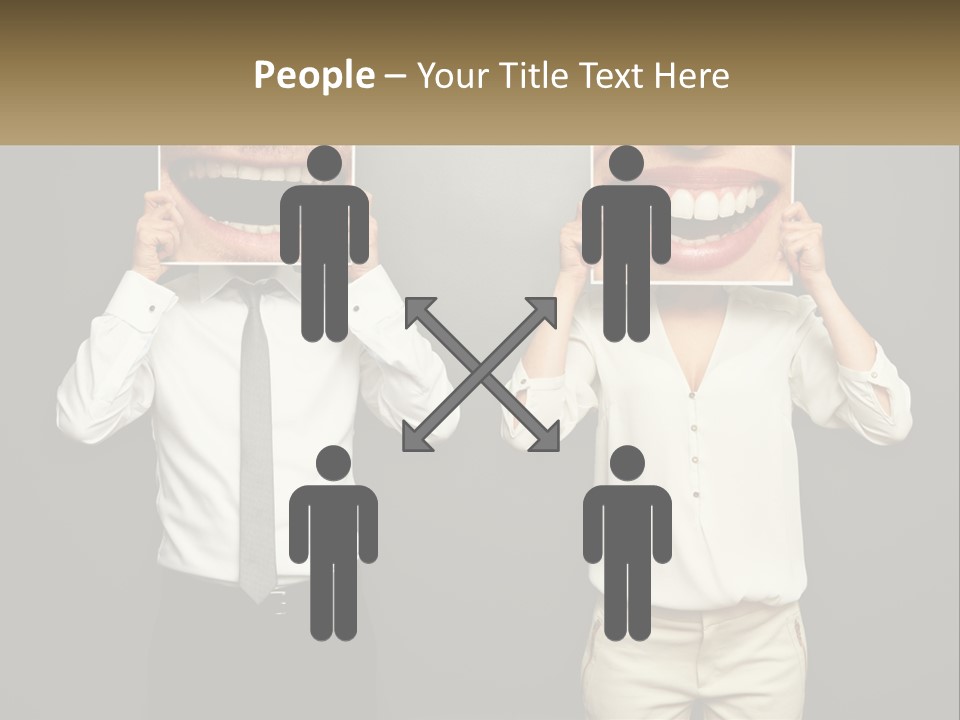A Man And A Woman Holding Up A Picture Of Their Teeth PowerPoint Template