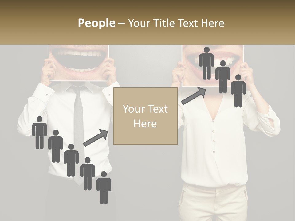 A Man And A Woman Holding Up A Picture Of Their Teeth PowerPoint Template