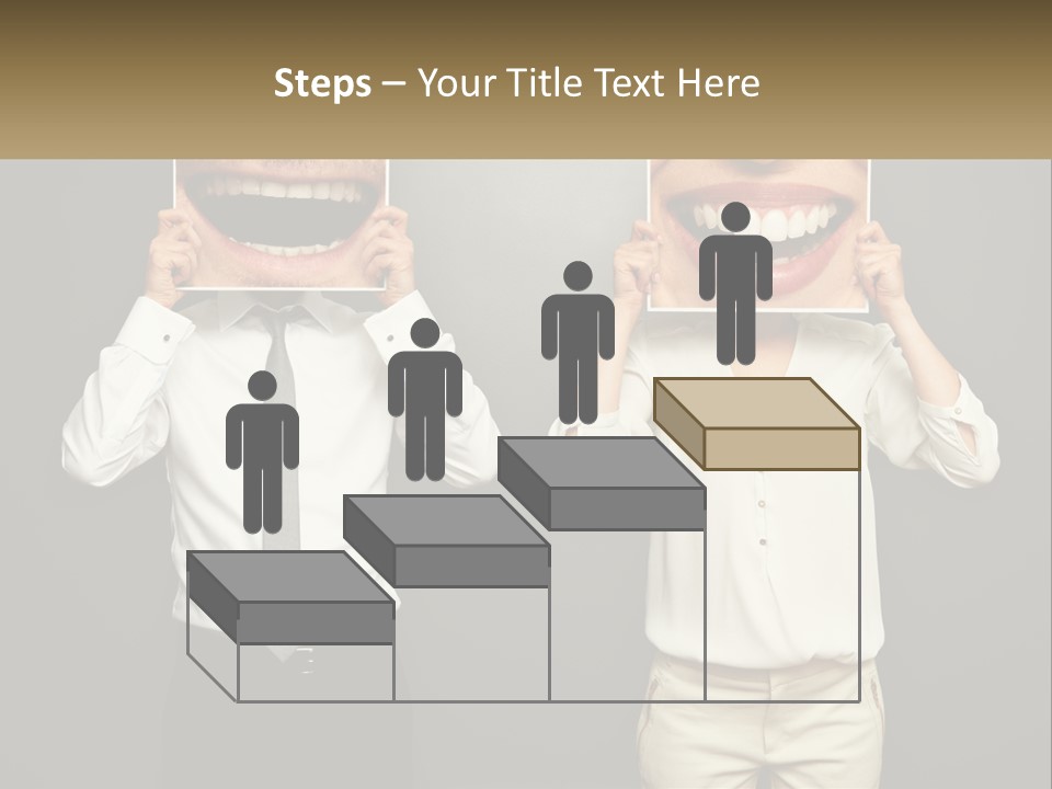 A Man And A Woman Holding Up A Picture Of Their Teeth PowerPoint Template