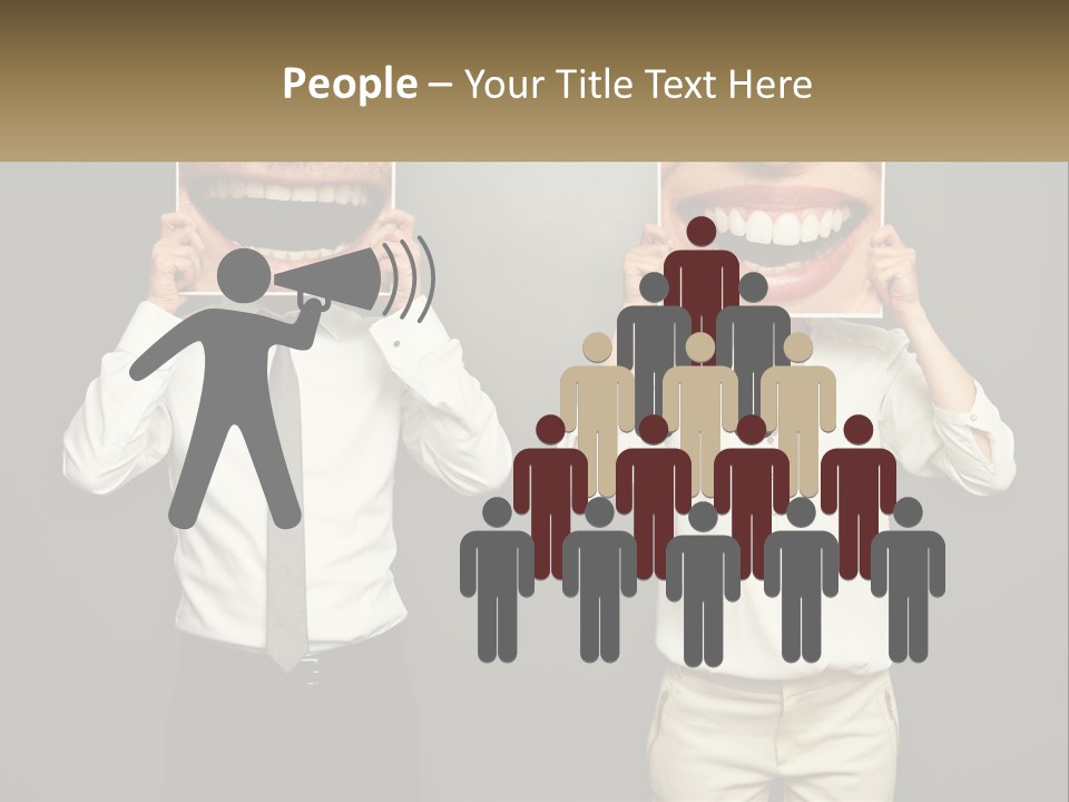 A Man And A Woman Holding Up A Picture Of Their Teeth PowerPoint Template