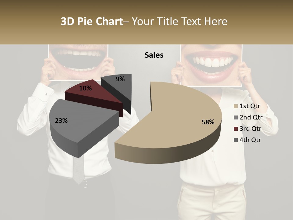 A Man And A Woman Holding Up A Picture Of Their Teeth PowerPoint Template