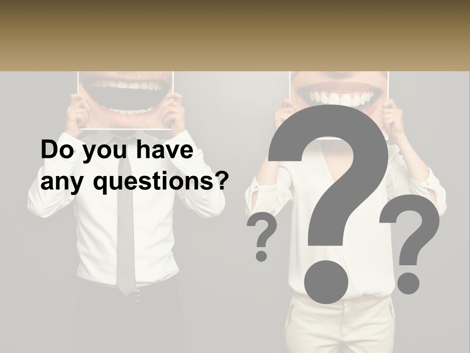 A Man And A Woman Holding Up A Picture Of Their Teeth PowerPoint Template