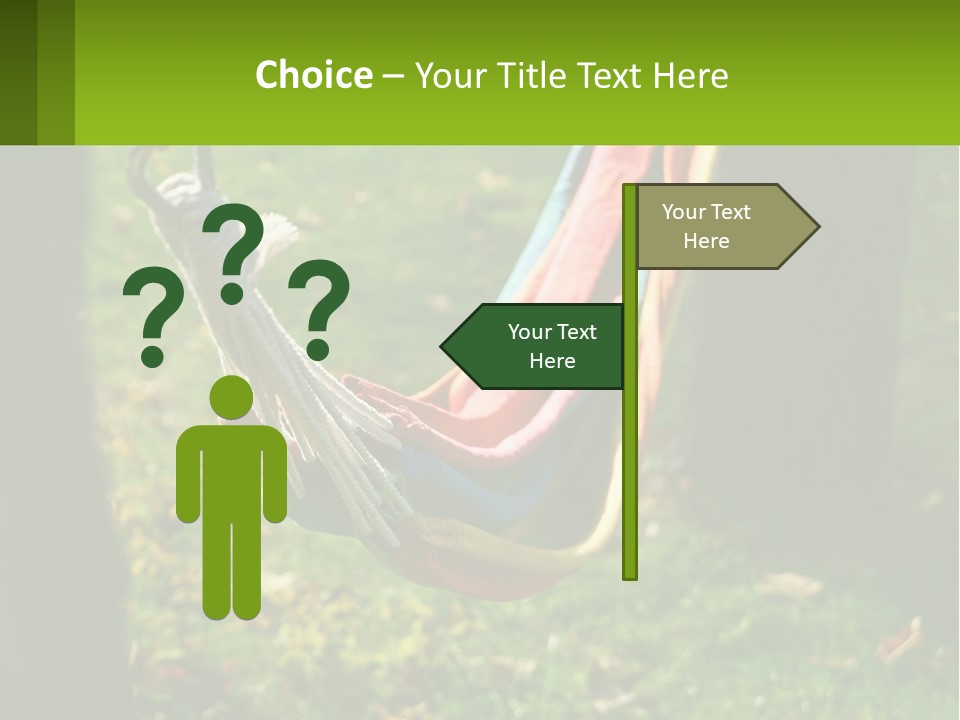 A Colorful Hammock Hanging From A Tree In A Park PowerPoint Template