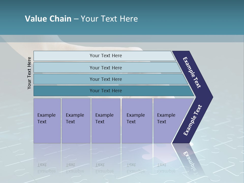 A Person Touching A Piece Of Puzzle On A Blue Surface PowerPoint Template