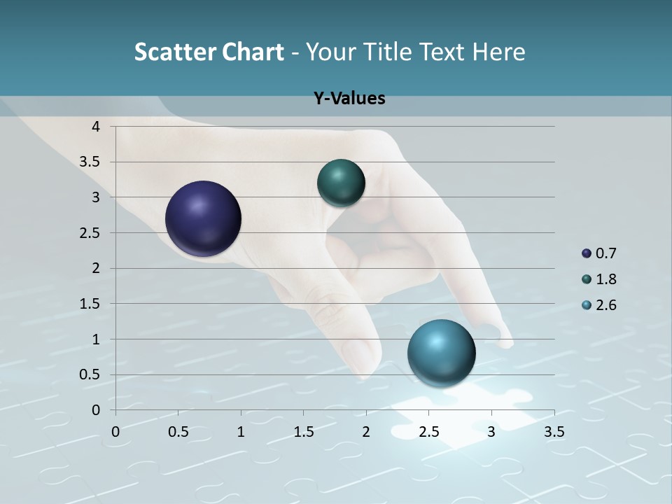 A Person Touching A Piece Of Puzzle On A Blue Surface PowerPoint Template