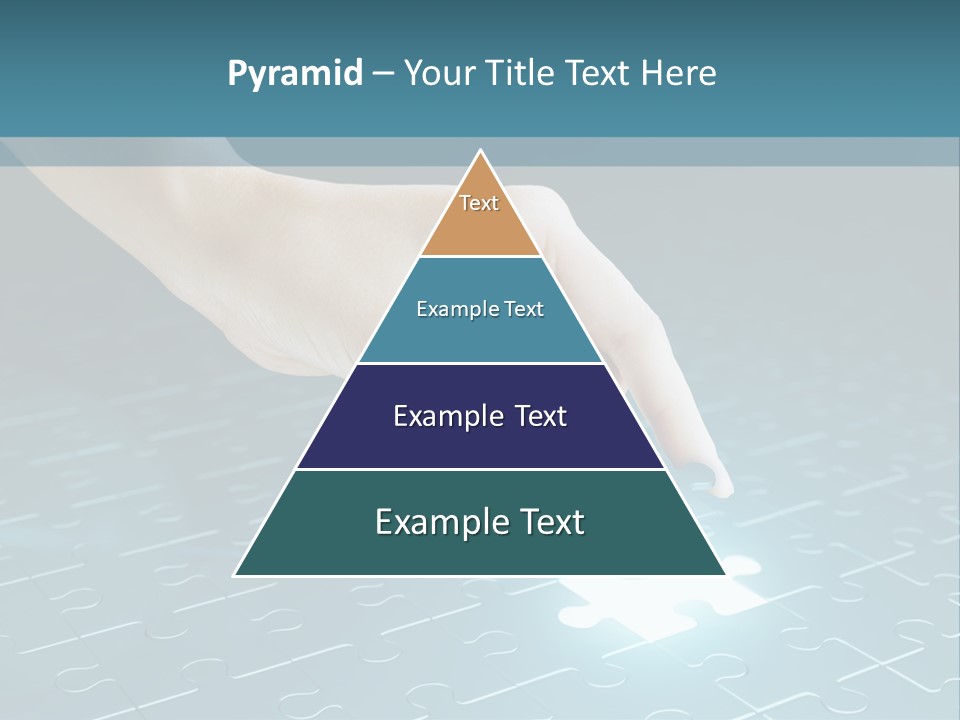 A Person Touching A Piece Of Puzzle On A Blue Surface PowerPoint Template