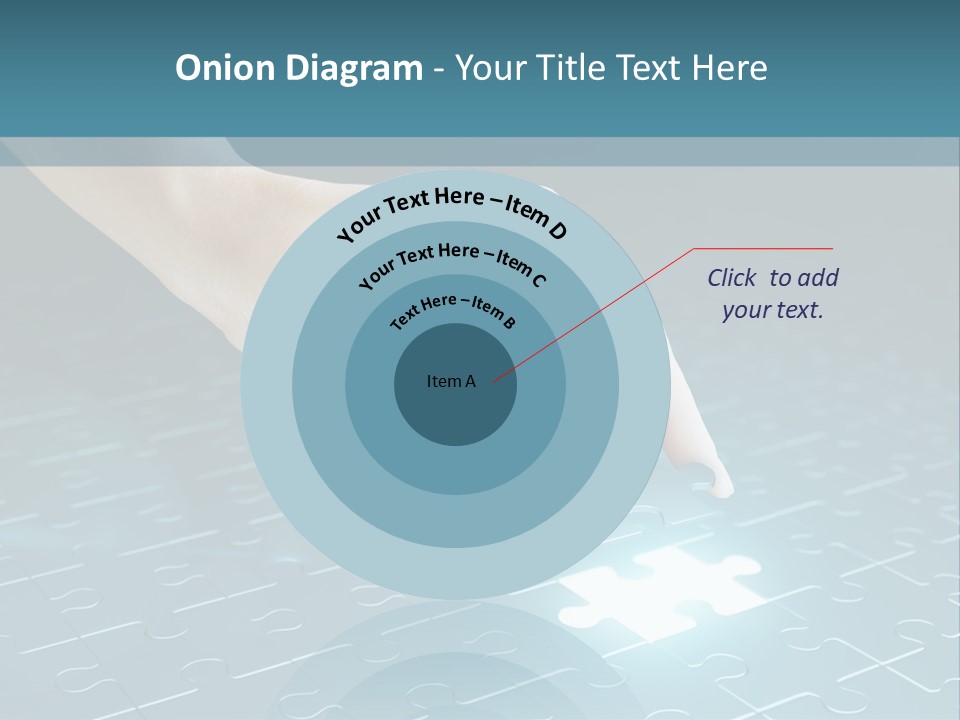 A Person Touching A Piece Of Puzzle On A Blue Surface PowerPoint Template
