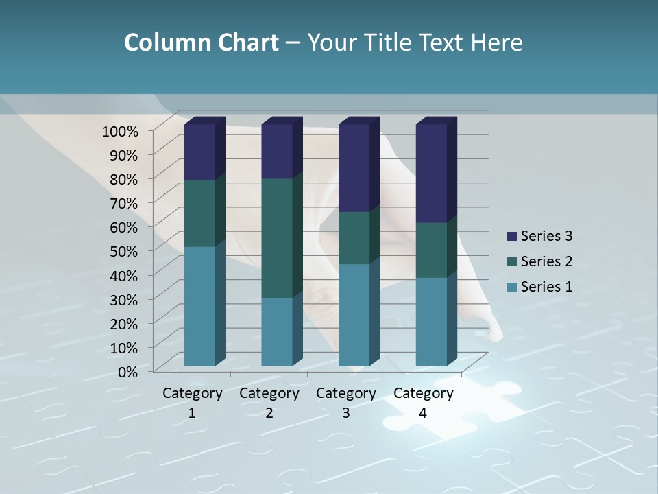 A Person Touching A Piece Of Puzzle On A Blue Surface PowerPoint Template