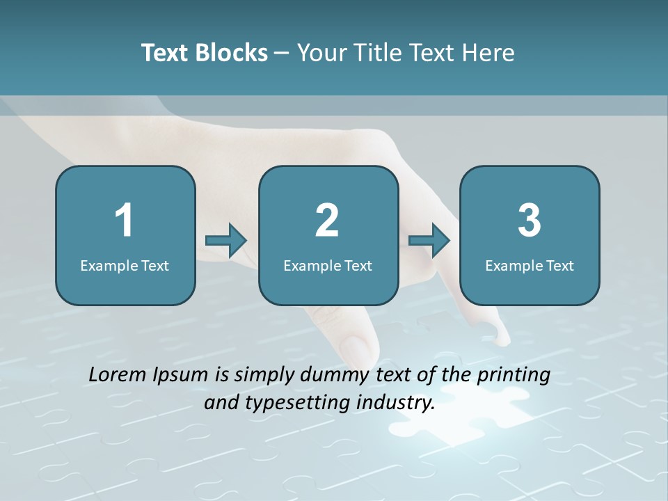 A Person Touching A Piece Of Puzzle On A Blue Surface PowerPoint Template