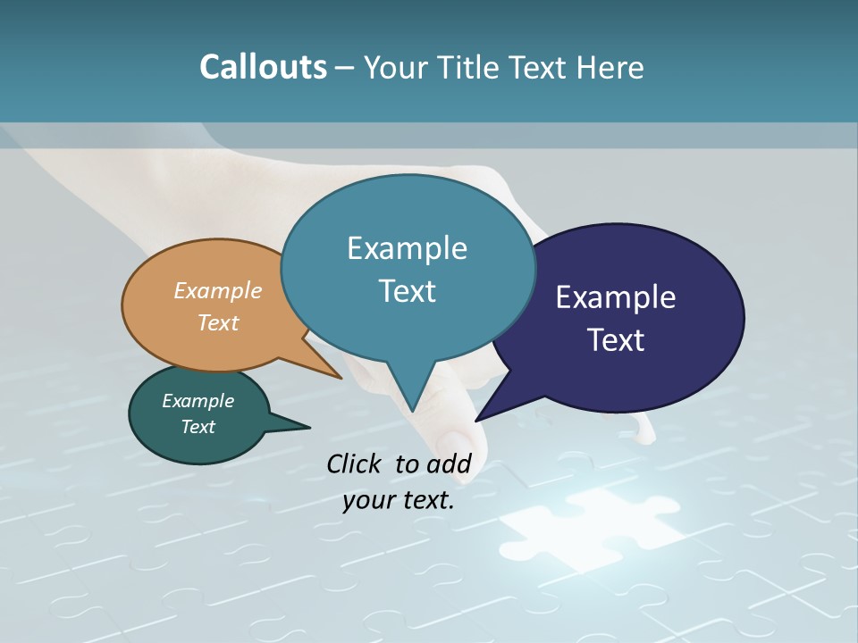 A Person Touching A Piece Of Puzzle On A Blue Surface PowerPoint Template